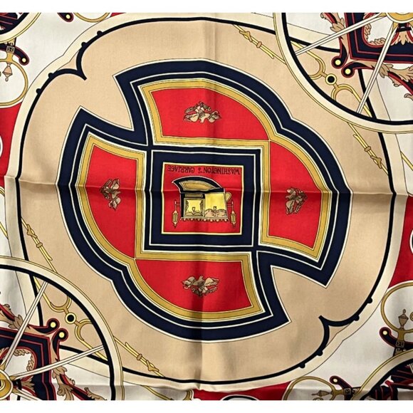 Authentic RARE! Hermes Washington's Carriage Vintage 90cm Silk Scarf - Picture 2 of 7